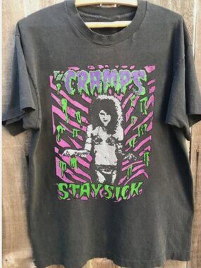 The Cramps Stay Sick Vintage Graphic T-shirt - Retro Punk Rock Band Fan Tee